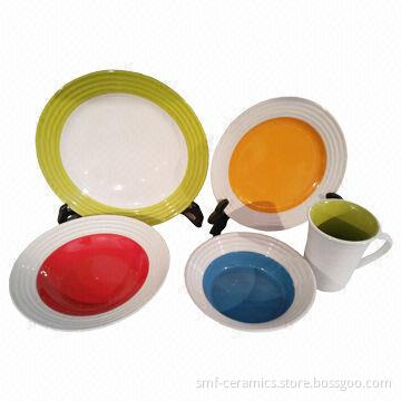 20pcs Ceramic Dinner Set, Color Glazed Dinner Set, Food-safe